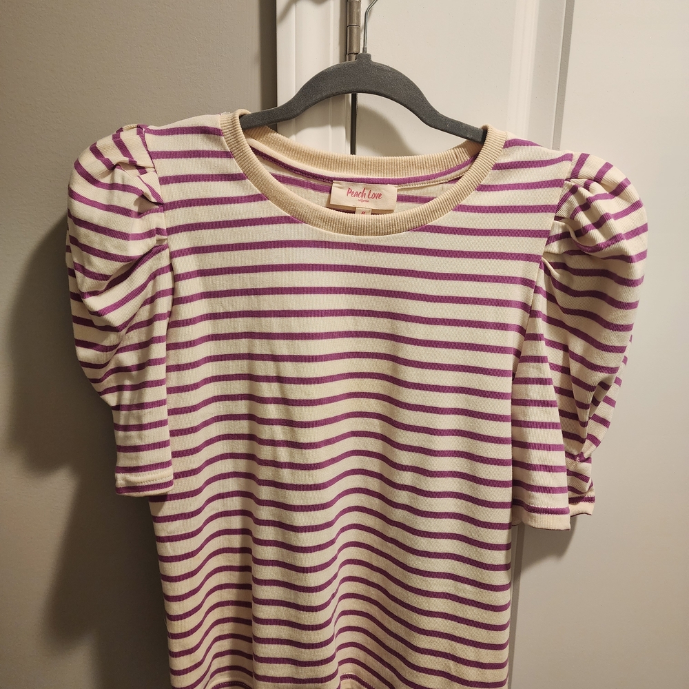 Peach Love California Purple and Cream Striped Top